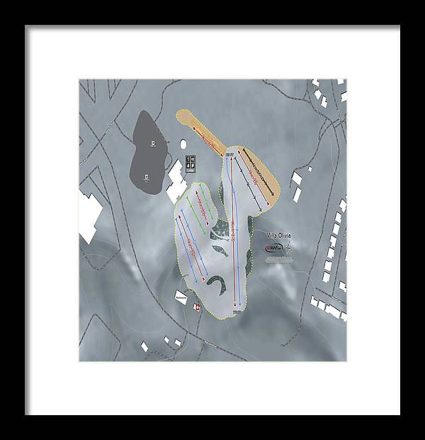 Villa Olivia Ski Trail Map - Framed Print - Powderaddicts