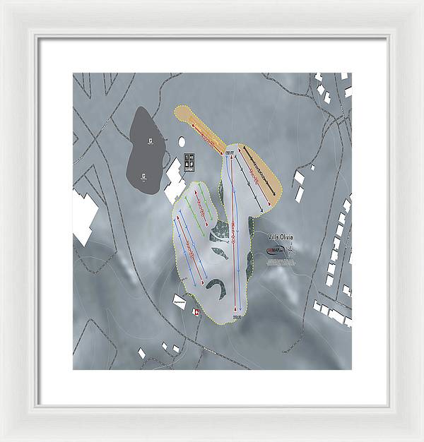 Villa Olivia Ski Trail Map - Framed Print - Powderaddicts
