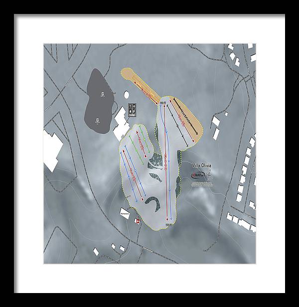 Villa Olivia Ski Trail Map - Framed Print - Powderaddicts