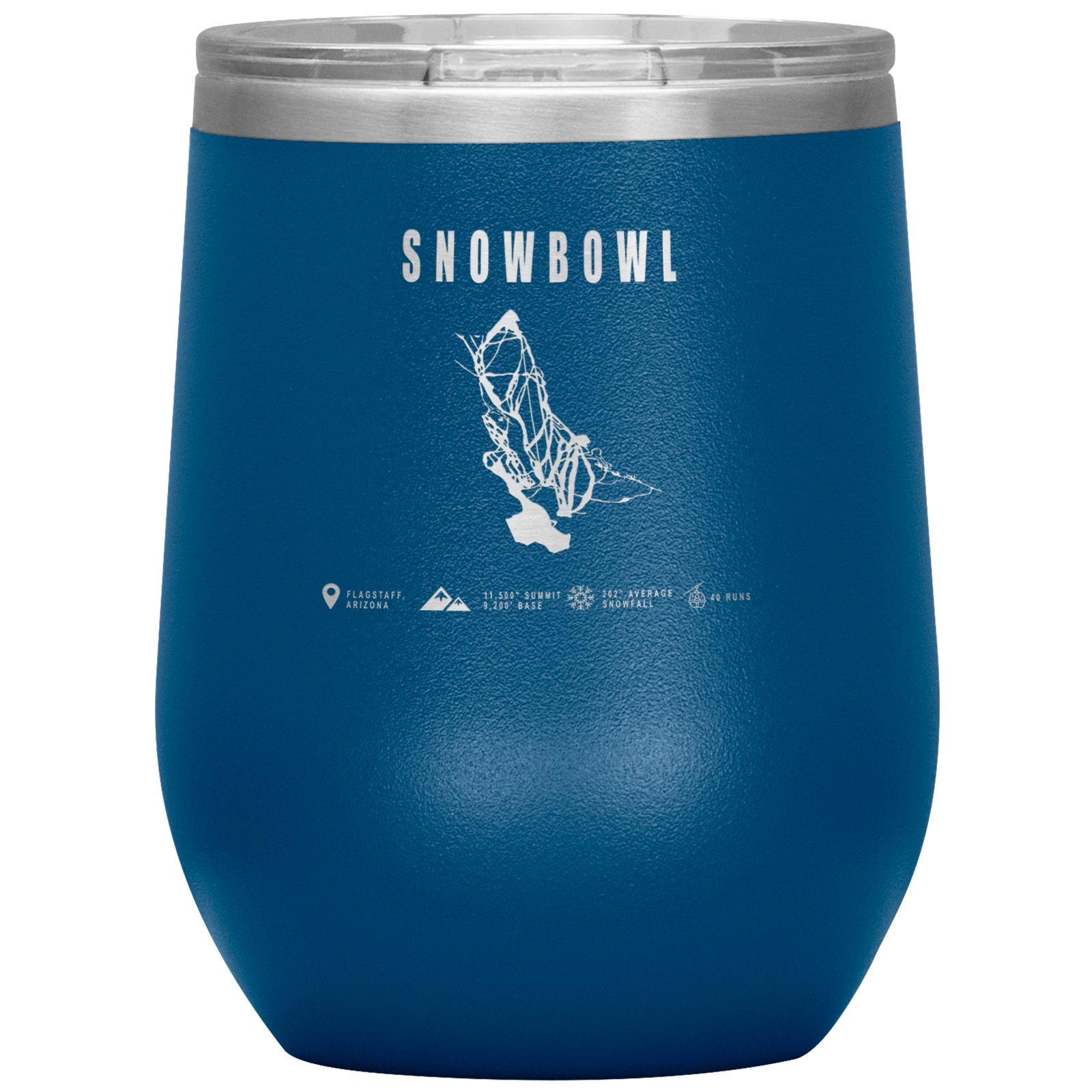 Snowbowl, Arizona Ski Trail Map Wine 12oz Tumbler - Powderaddicts