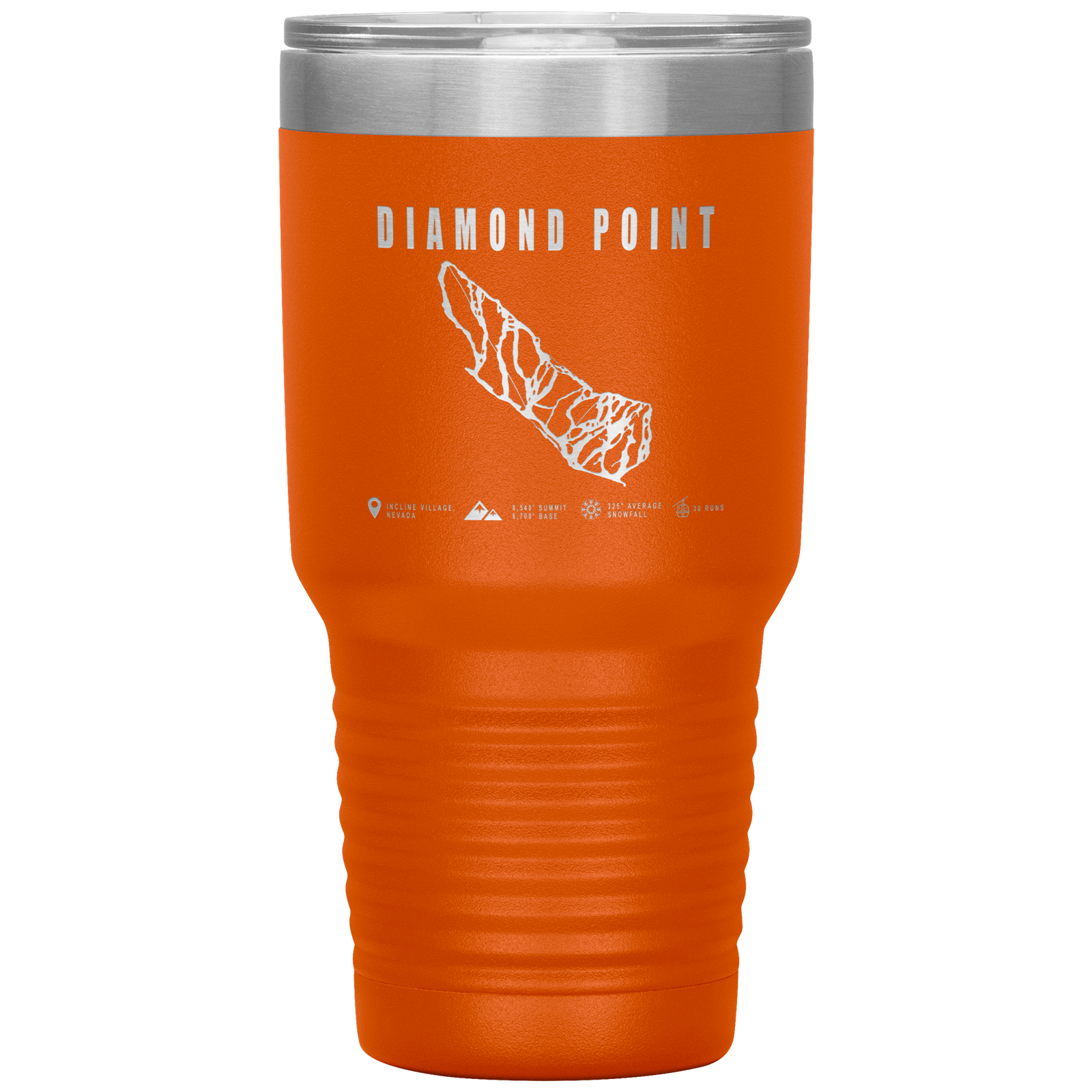 Diamond Point, Nevada Ski Trail Map 30oz Tumbler - Powderaddicts