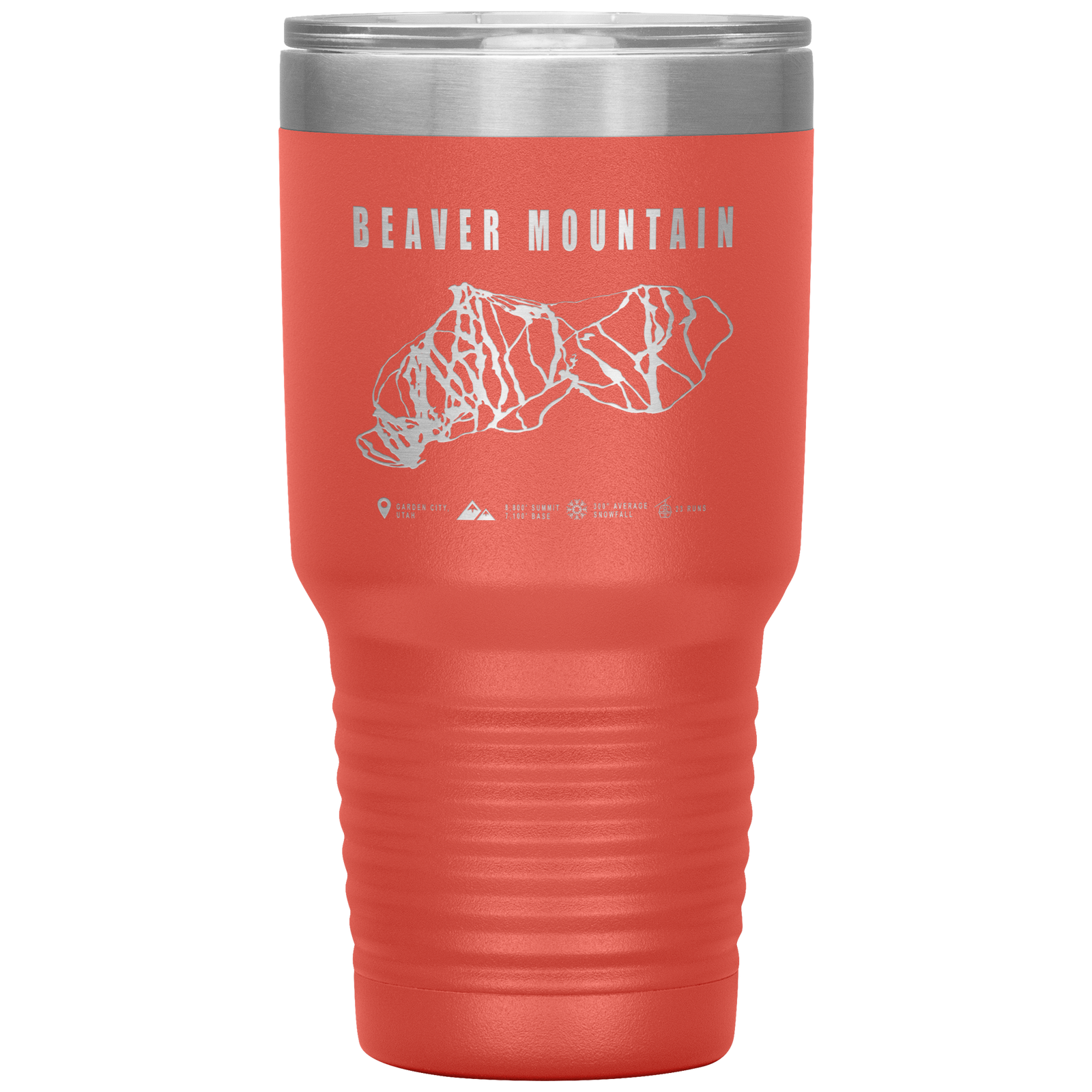 Beaver Mountain,Utah Ski Trail Map 30oz Tumbler - Powderaddicts
