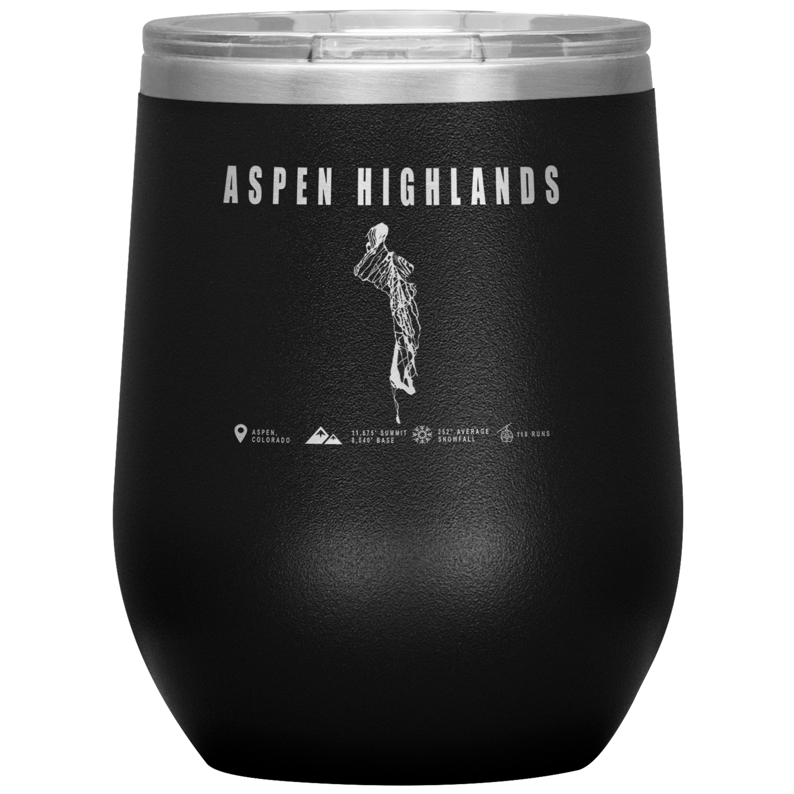 Aspen Highlands,Colorado Ski Resort Wine 12 oz Tumbler - Powderaddicts