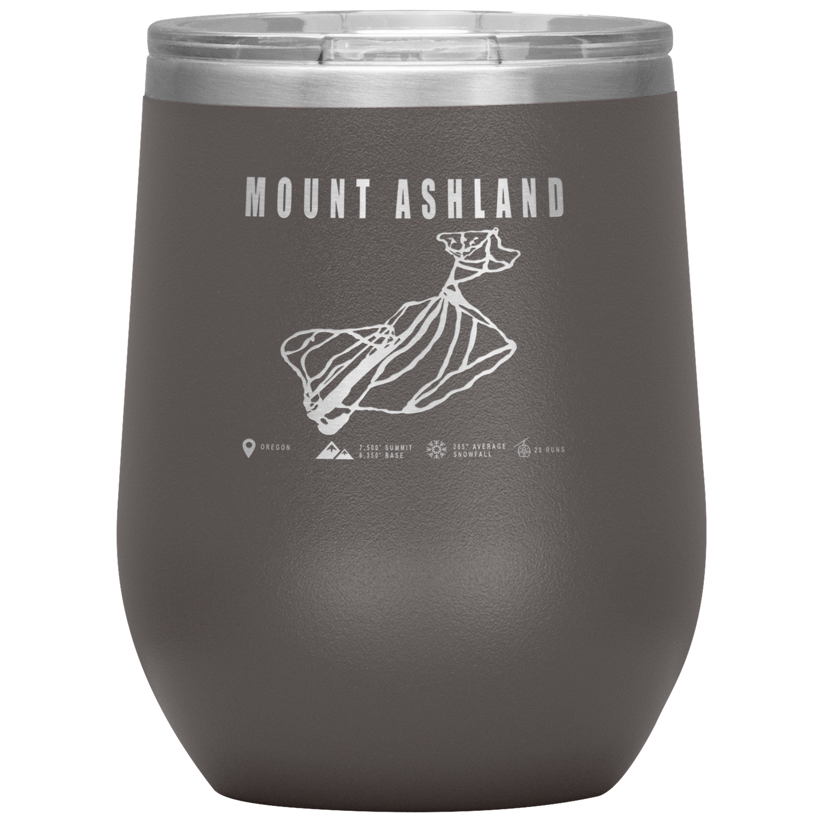 Mount Ashland, Oregon Ski Trail Map Wine 12oz Tumbler - Powderaddicts