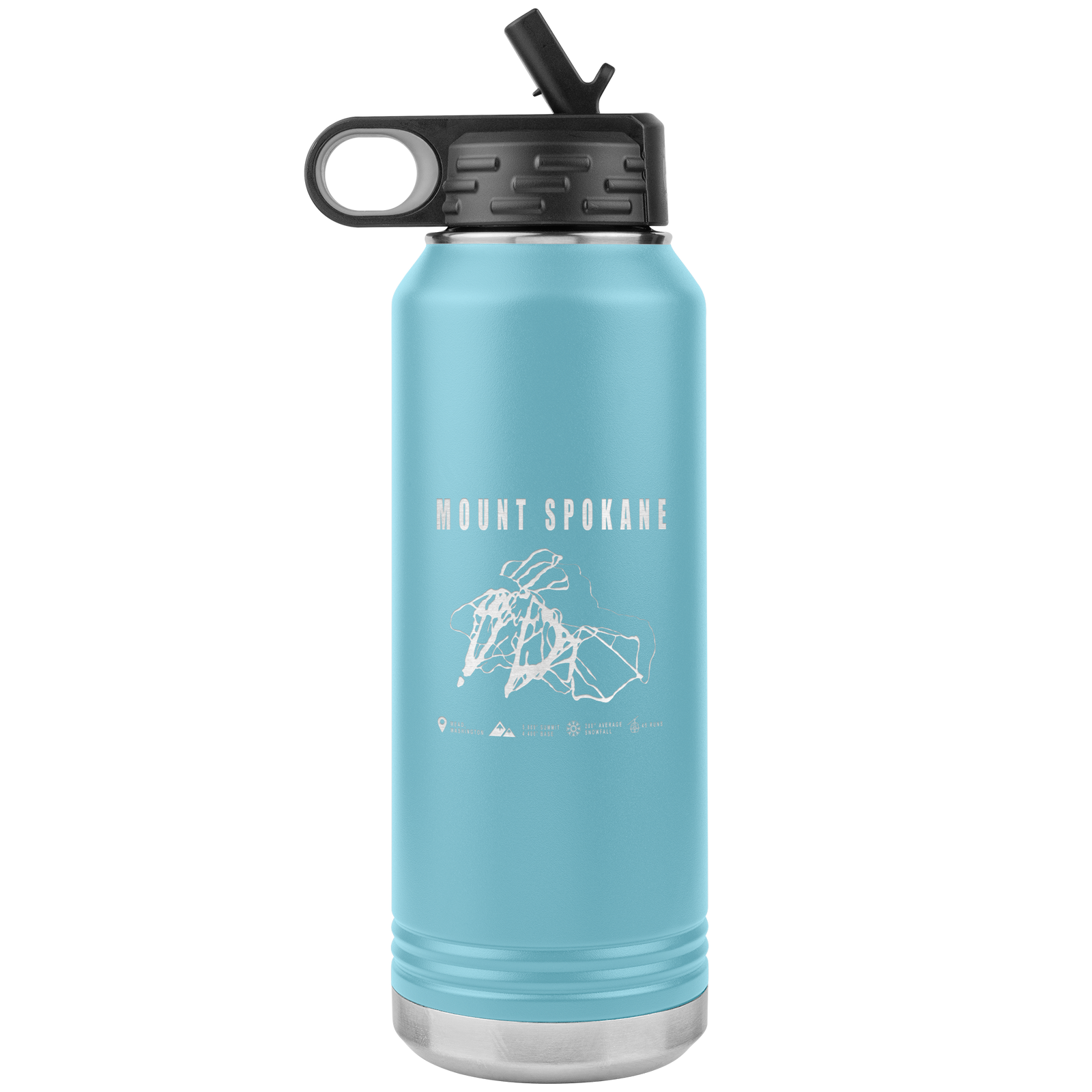 Mount Spokane, Washington Ski Trail Map 32oz Water Bottle Tumbler - Powderaddicts
