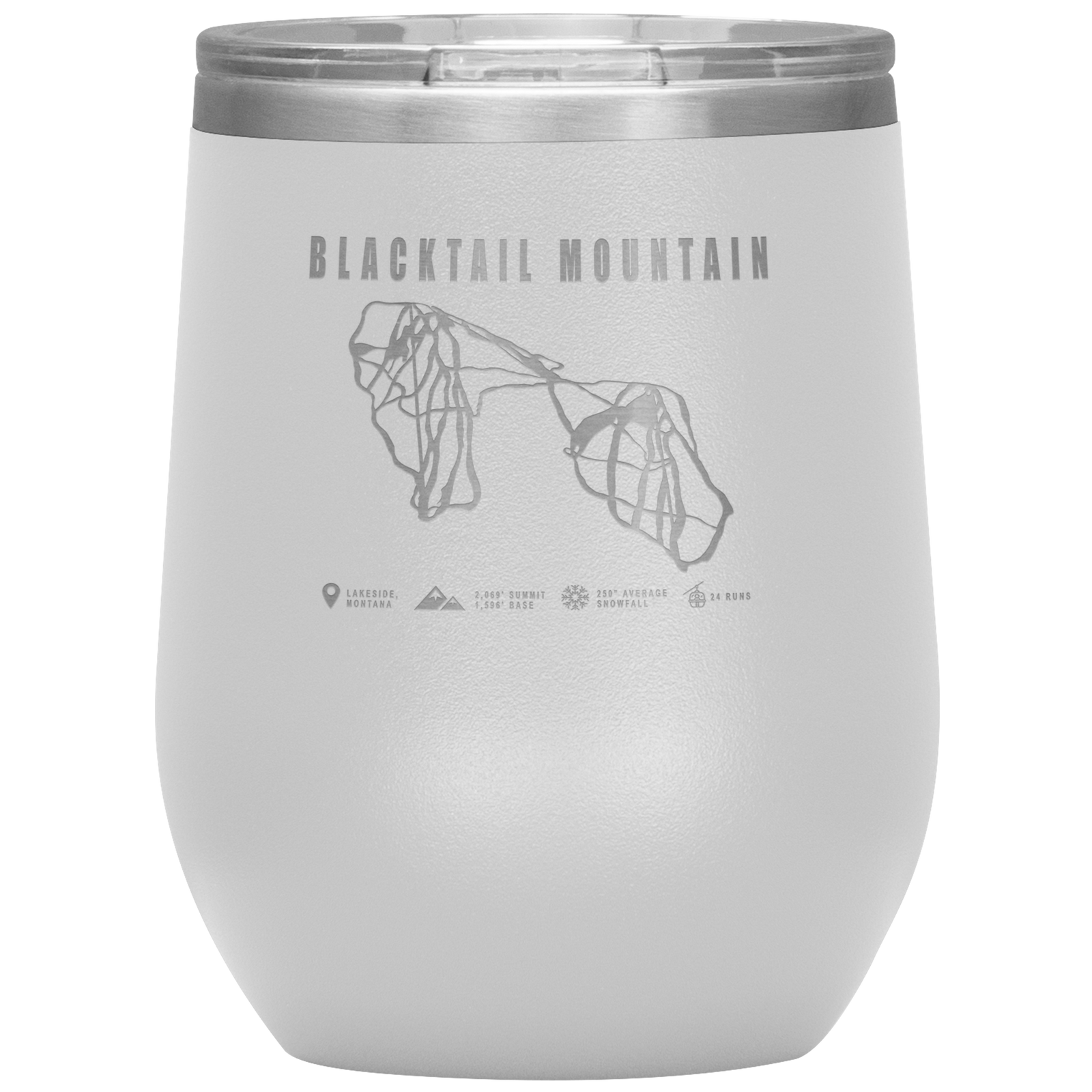 Blacktail Mountain Montana Ski Trail Map Wine 12oz Tumbler - Powderaddicts