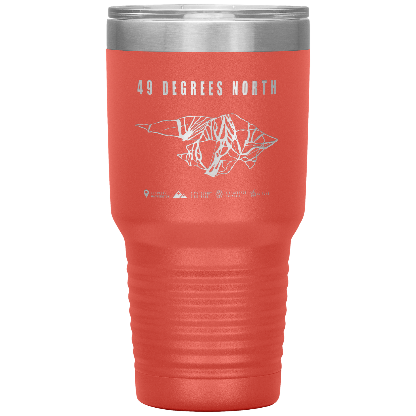 49 Degrees North, Washington Ski Trail Map 30oz Tumbler - Powderaddicts