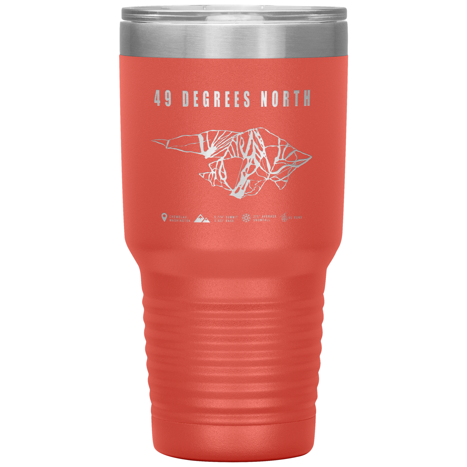 49 Degrees North, Washington Ski Trail Map 30oz Tumbler - Powderaddicts
