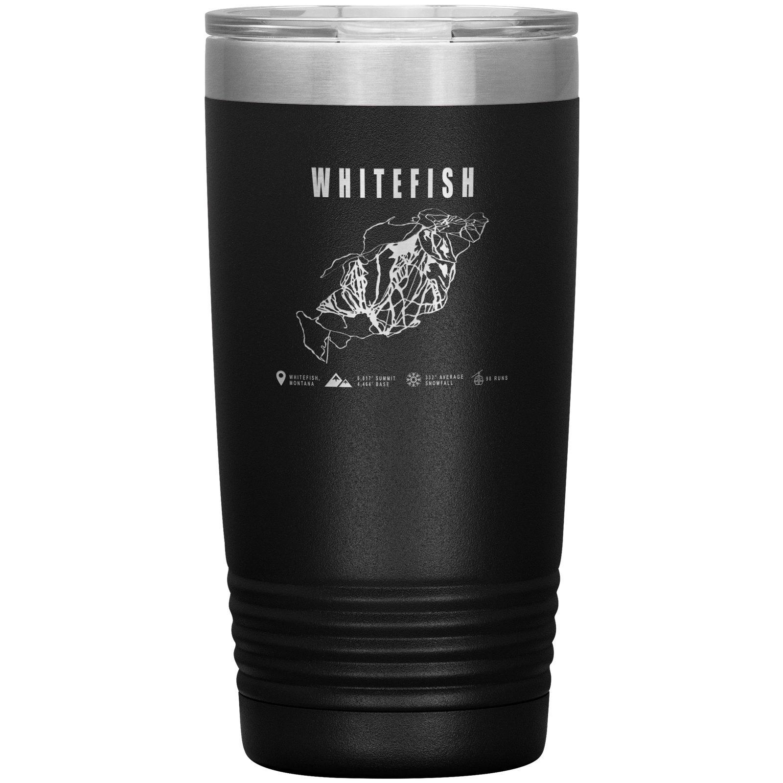 Whitefish Montana Ski Trail Map 20oz Tumbler - Powderaddicts