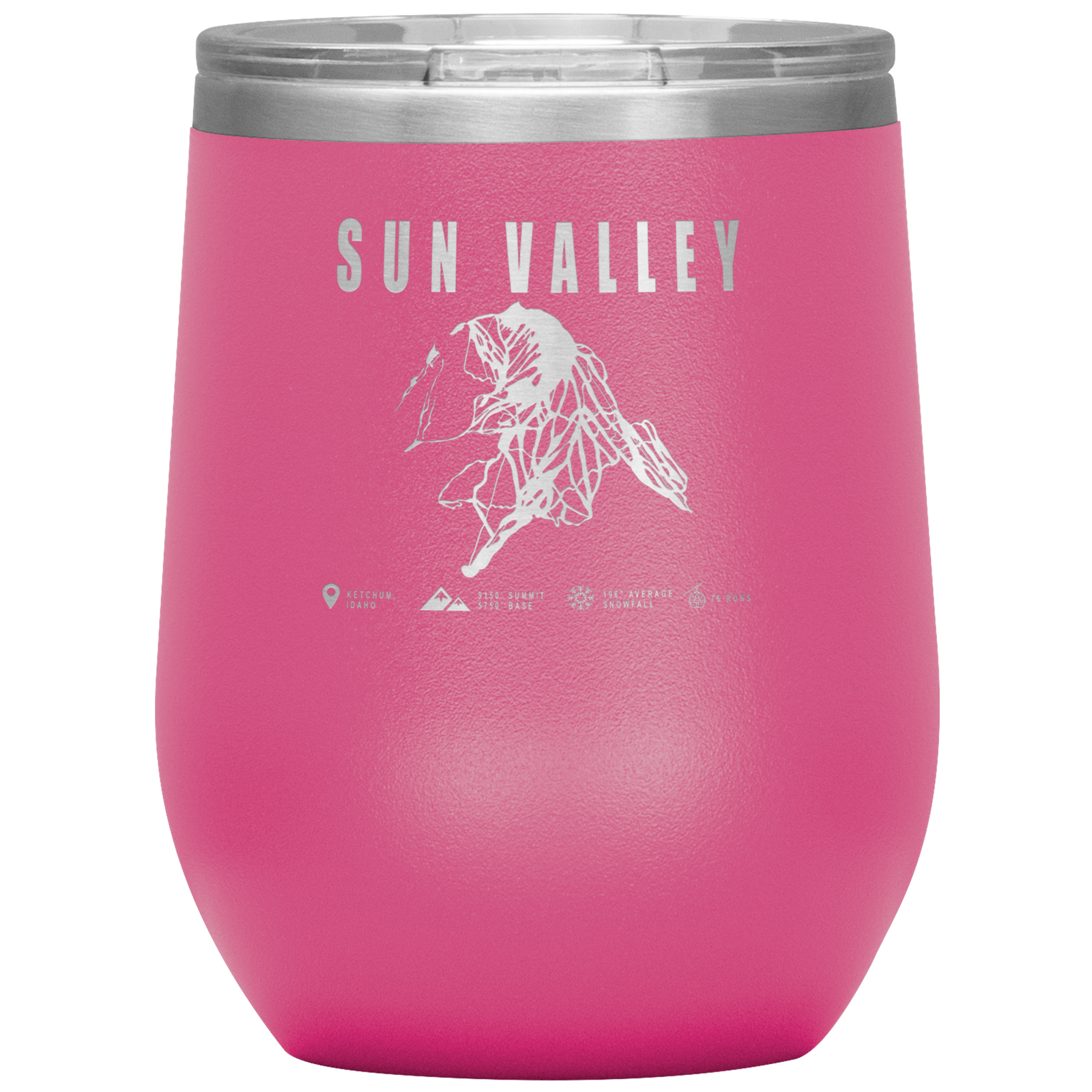 Sun Valley Idaho Ski Trail Map Wine 12oz Tumbler - Powderaddicts
