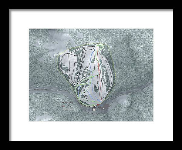 Warner Canyon Ski Trail Map - Framed Print - Powderaddicts