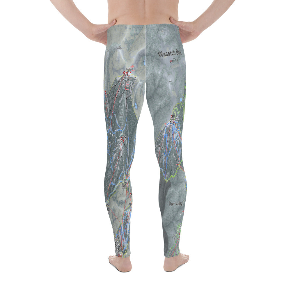 WASATCH BACK, Utah Ski Trail Map Men's Base Layer Bottom - Powderaddicts