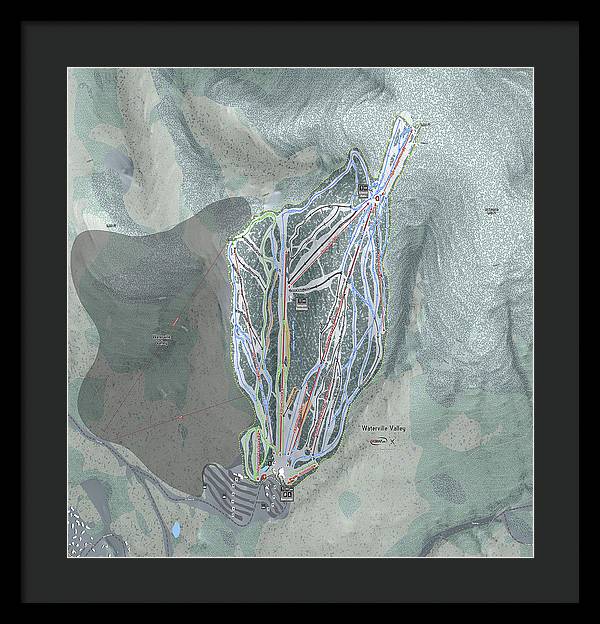 Waterville Valley Ski Trail Map - Framed Print - Powderaddicts