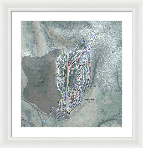 Waterville Valley Ski Trail Map - Framed Print - Powderaddicts