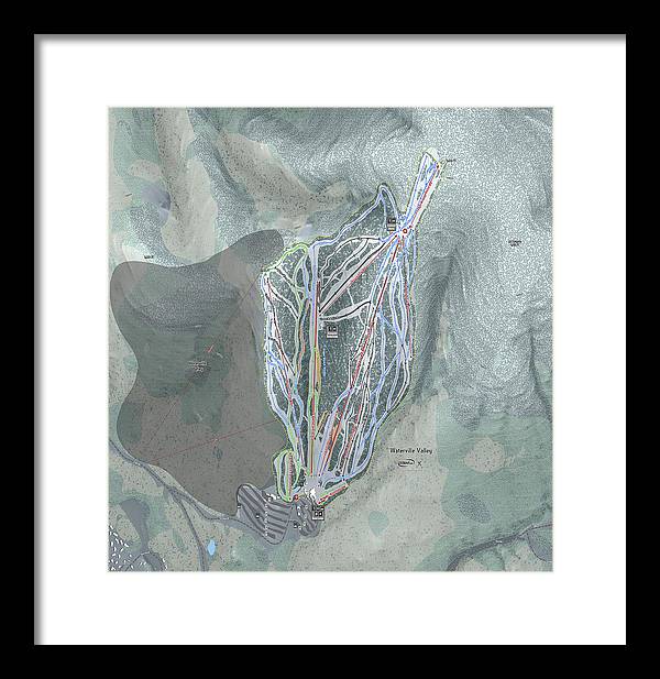 Waterville Valley Ski Trail Map - Framed Print - Powderaddicts