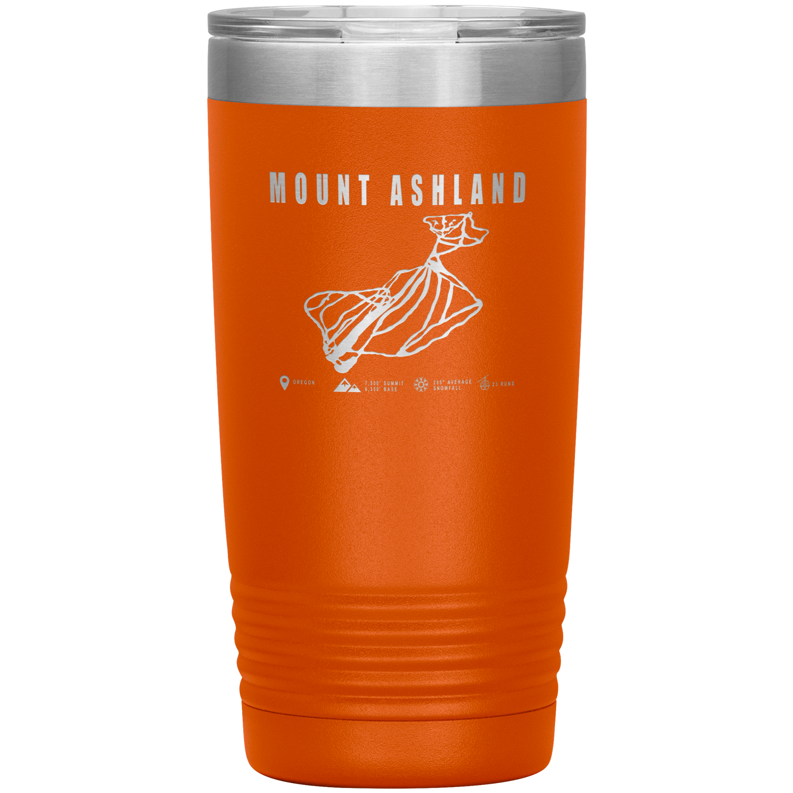 Mount Ashland, Oregon Ski Trail Map 20oz Tumbler - Powderaddicts