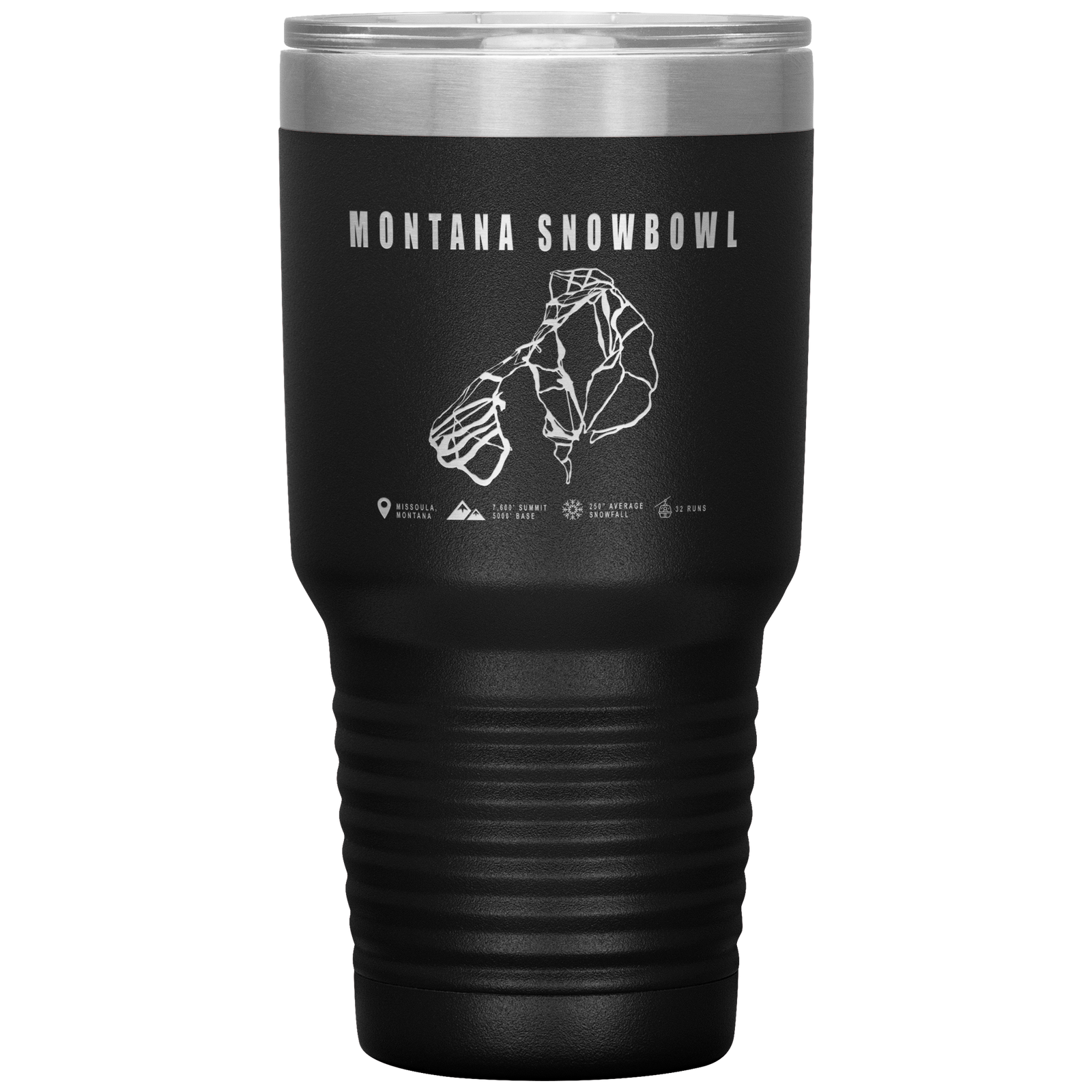 Montana Snowbowl, Montana Ski Trail Map 30oz Tumbler - Powderaddicts