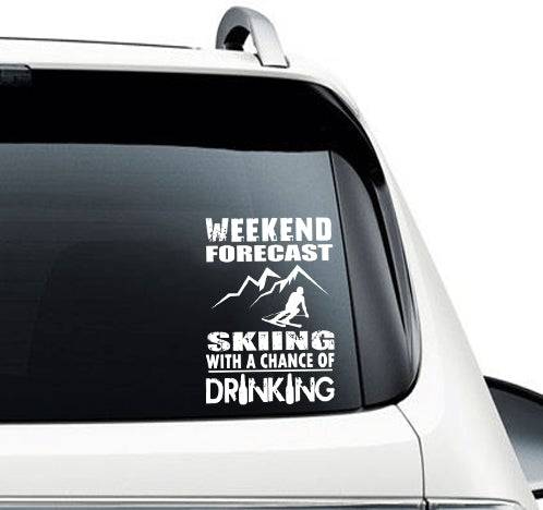 Weekend Forecast Skiing - Car Decal - Powderaddicts