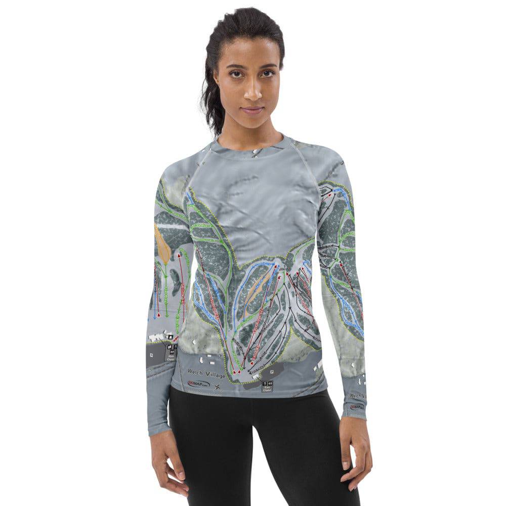Welch Village, Minnesota Ski Trail Map Women's Base Layer Top - Powderaddicts
