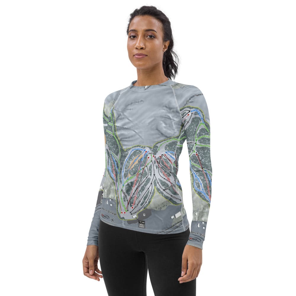 Welch Village, Minnesota Ski Trail Map Women's Base Layer Top - Powderaddicts