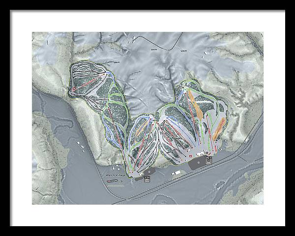 Welch Village Ski Trail Map - Framed Print - Powderaddicts