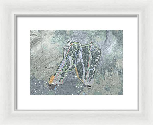 West Mountain Ski Trail Map - Framed Print - Powderaddicts