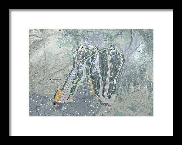 West Mountain Ski Trail Map - Framed Print - Powderaddicts