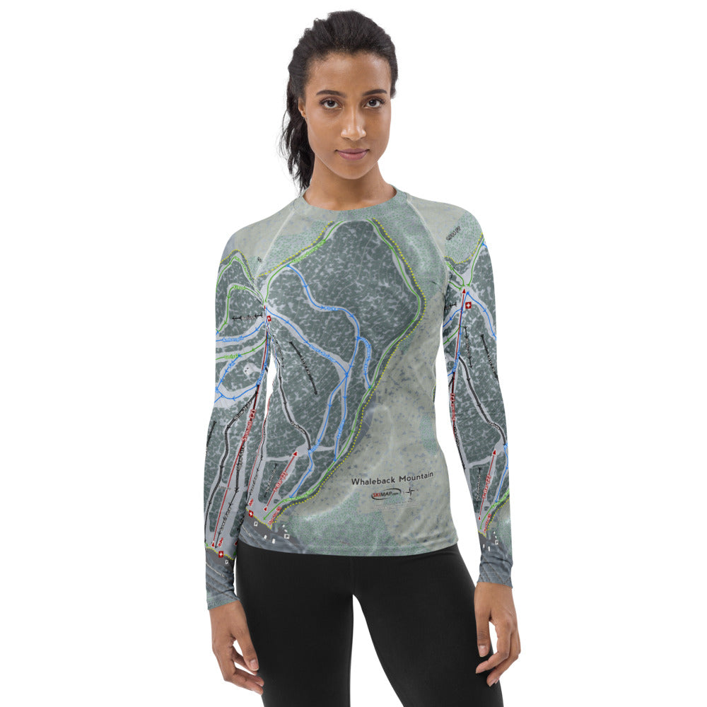Whaleback Mountain, New Hampshire Ski Trail Map Women's Base Layer Top - Powderaddicts