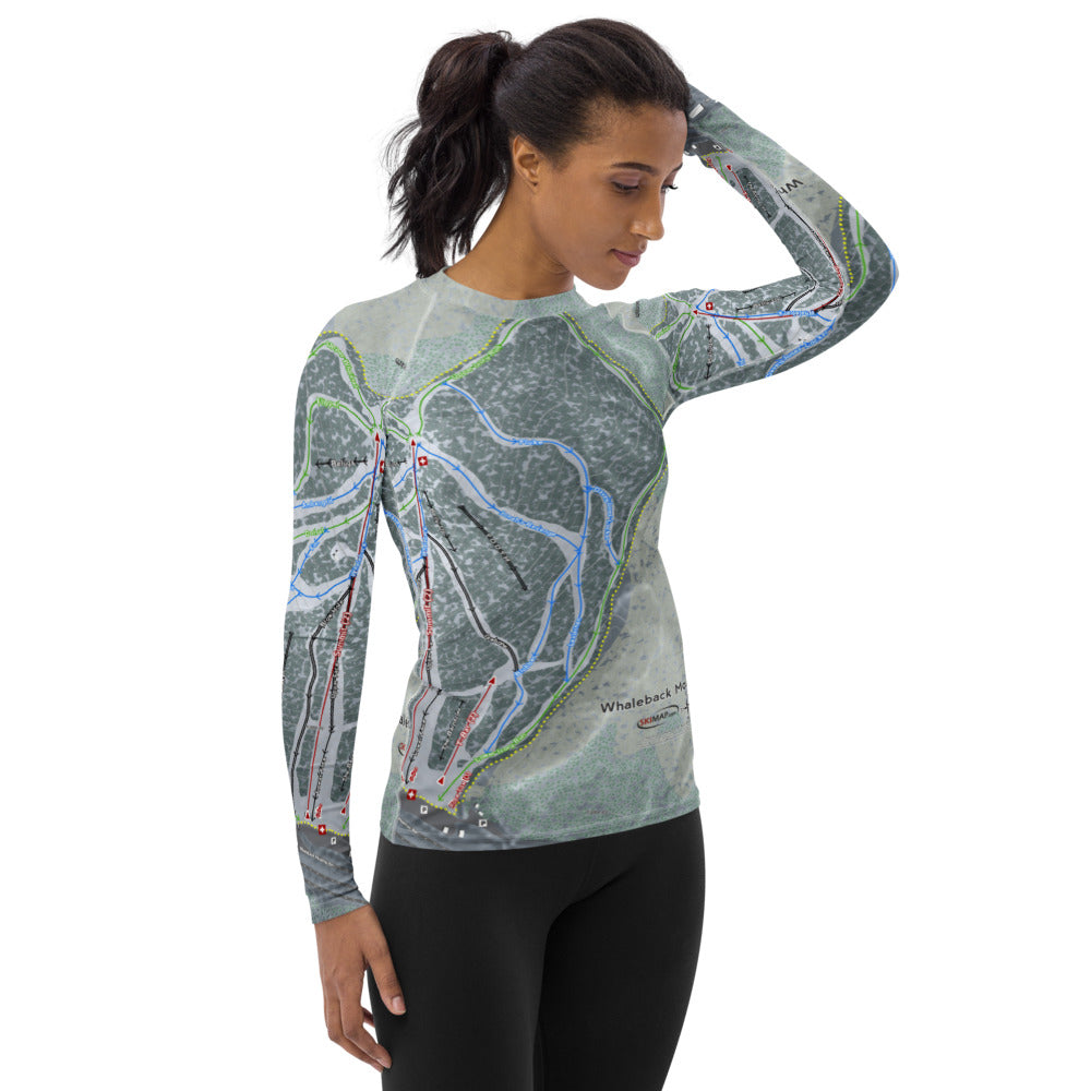 Whaleback Mountain, New Hampshire Ski Trail Map Women's Base Layer Top - Powderaddicts
