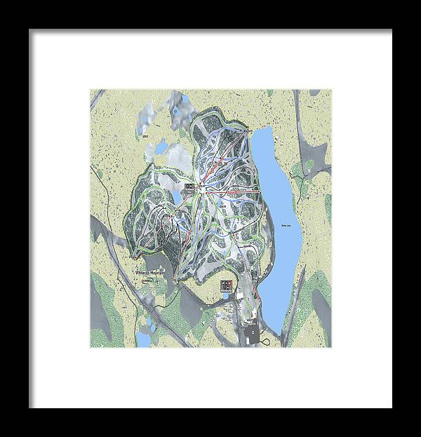 Whitecap Mountains Ski Trail Map - Framed Print - Powderaddicts