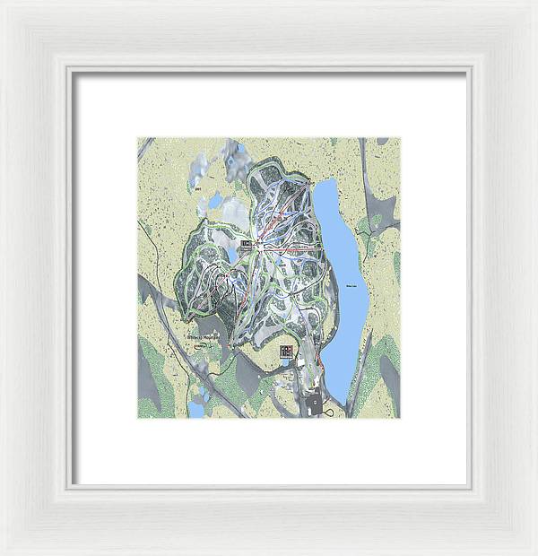 Whitecap Mountains Ski Trail Map - Framed Print - Powderaddicts