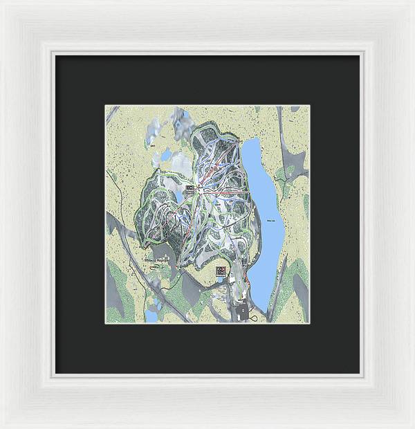 Whitecap Mountains Ski Trail Map - Framed Print - Powderaddicts