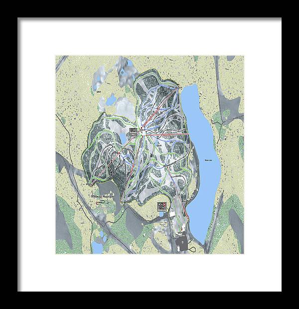 Whitecap Mountains Ski Trail Map - Framed Print - Powderaddicts