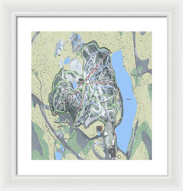 Whitecap Mountains Ski Trail Map - Framed Print - Powderaddicts