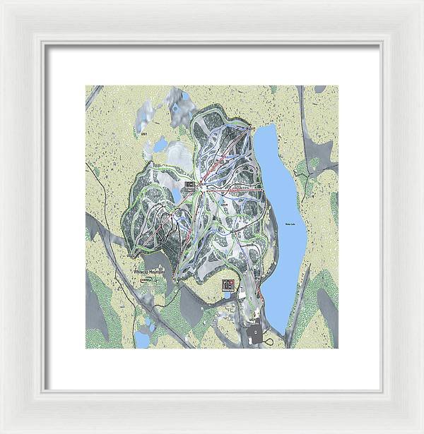 Whitecap Mountains Ski Trail Map - Framed Print - Powderaddicts