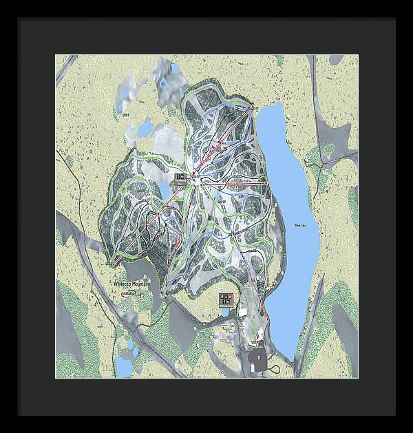 Whitecap Mountains Ski Trail Map - Framed Print - Powderaddicts