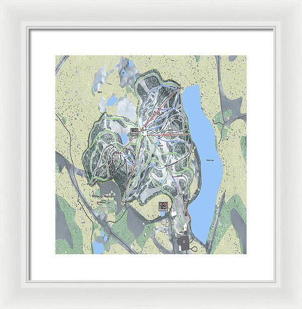 Whitecap Mountains Ski Trail Map - Framed Print - Powderaddicts