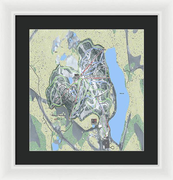 Whitecap Mountains Ski Trail Map - Framed Print - Powderaddicts