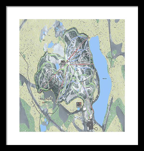 Whitecap Mountains Ski Trail Map - Framed Print - Powderaddicts