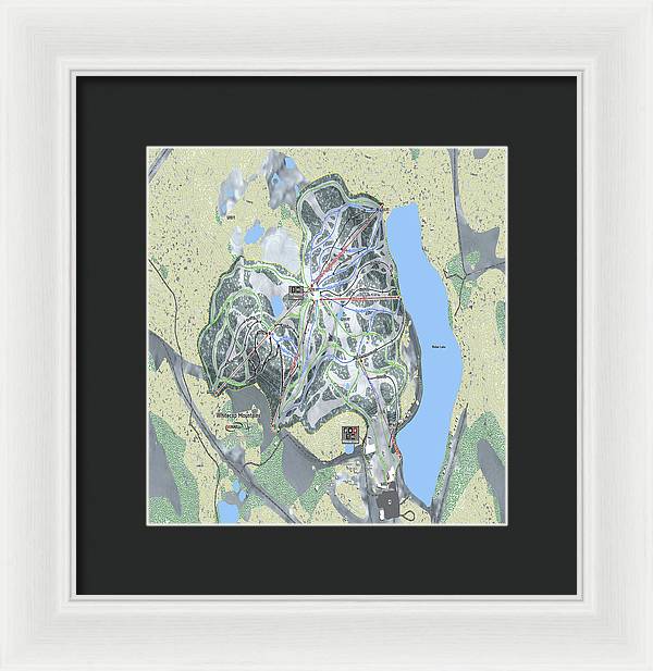 Whitecap Mountains Ski Trail Map - Framed Print - Powderaddicts