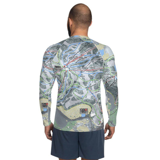 Whitecap Mountains, Wisconsin Ski Trail Map Men's Base Layer Top - Powderaddicts
