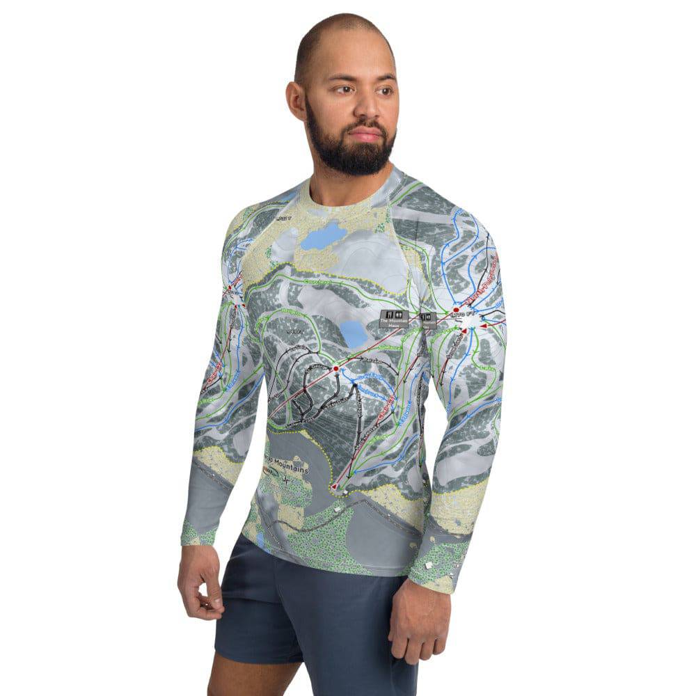 Whitecap Mountains, Wisconsin Ski Trail Map Men's Base Layer Top - Powderaddicts