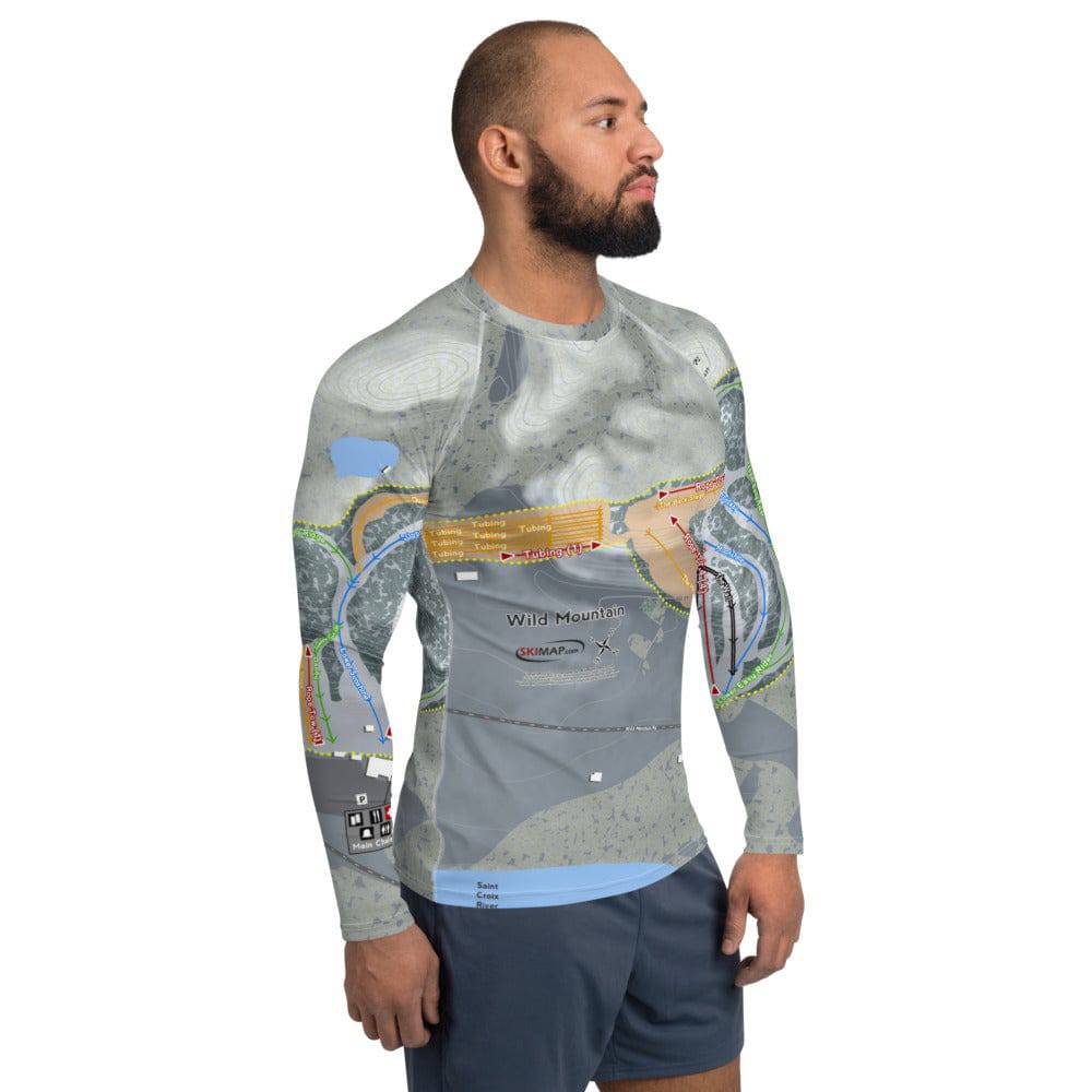 Wild Mountain, Minnesota Ski Trail Map Men's Base Layer Top - Powderaddicts