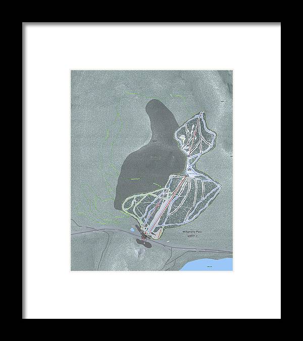 Willamette Pass Ski Trail Map - Framed Print - Powderaddicts