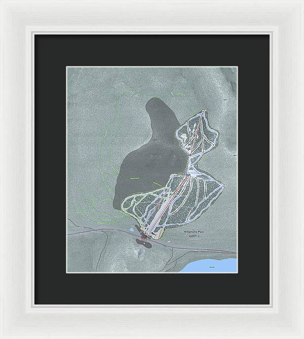 Willamette Pass Ski Trail Map - Framed Print - Powderaddicts
