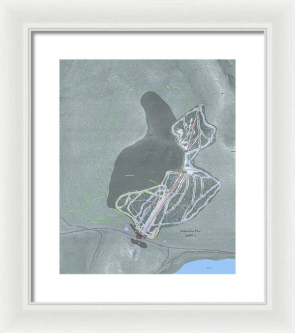 Willamette Pass Ski Trail Map - Framed Print - Powderaddicts