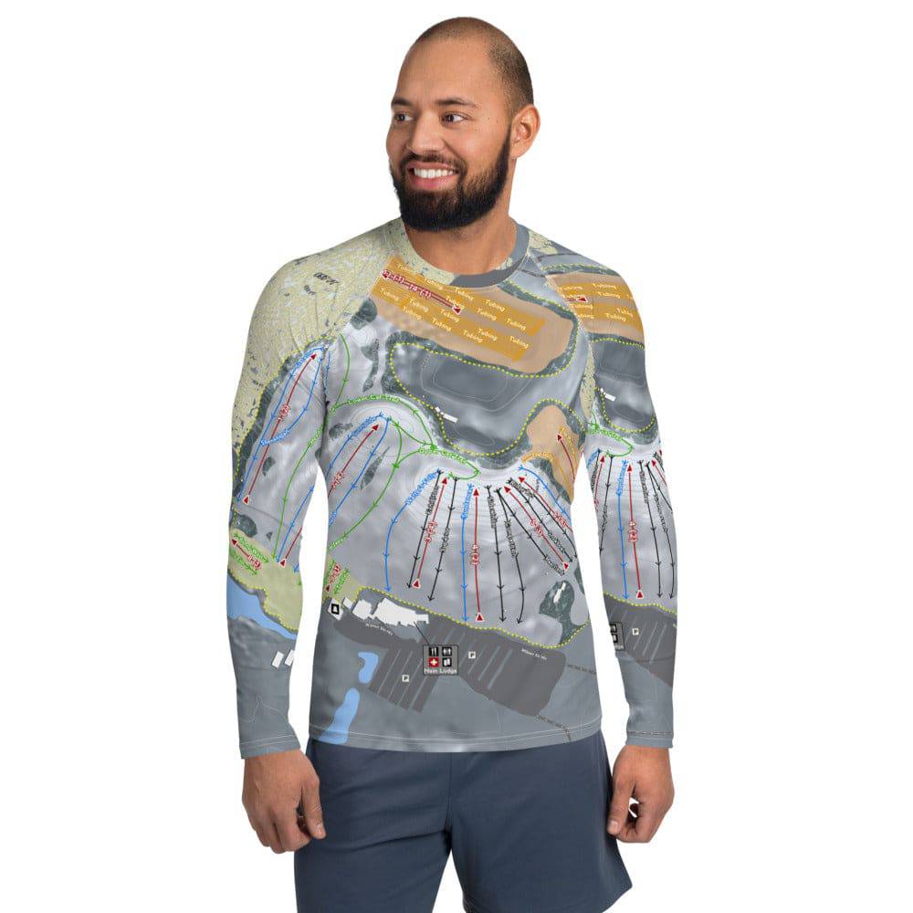 Wilmot, Wisconsin Ski Trail Map Men's Base Layer Top - Powderaddicts