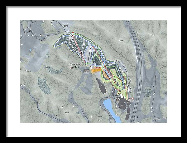 Winterplace Ski Trail Map - Framed Print - Powderaddicts