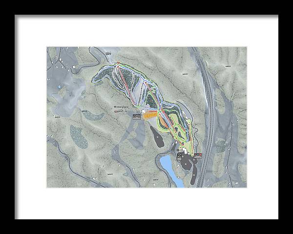 Winterplace Ski Trail Map - Framed Print - Powderaddicts