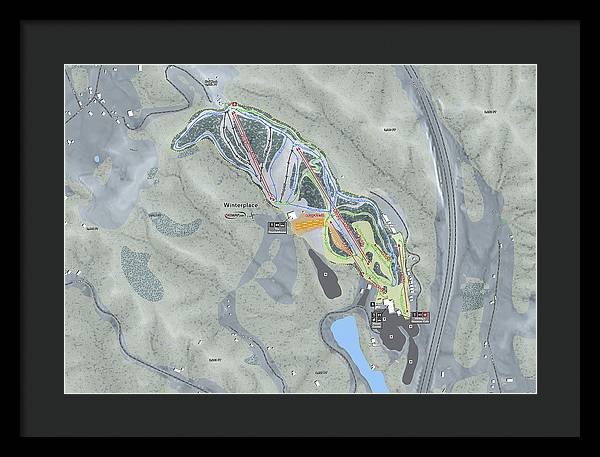 Winterplace Ski Trail Map - Framed Print - Powderaddicts